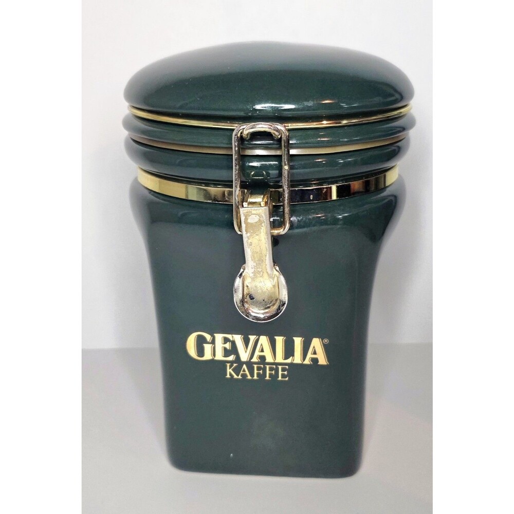 Genalia Kaffee Coffee Canister - Green w/ Gold *Small Chip, Rear Bottom*